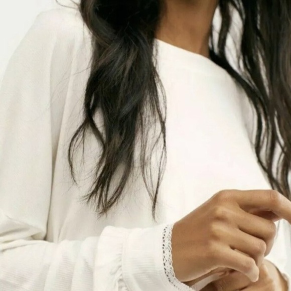 Free People Shimmy Shake Oversized Ribbed Tunic Top Alpine Ivory Small - Picture 3 of 7